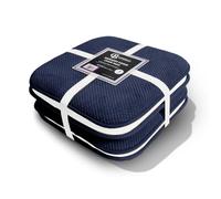 Casabella Memory Foam Chair Cushion Non Slip Back, Round Square Honeycomb Pattern Set of 4 Chair Pads, Durable Seat Cushions for Dinning Chairs, Office Desk & Patio-16x16 Navy Memory Foam Seat Cushion