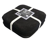Casabella Memory Foam Chair Cushion Non Slip Back, Round Square Honeycomb Pattern Set of 4 Chair Pads,Durable Seat Cushions for Dinning Chairs, Office Desk & Patio-16x16 Black Memory Foam Seat Cushion