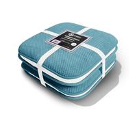 Casabella Memory Foam Chair Cushion Non Slip Back, Round Square Honeycomb Pattern Set of 4 Chair Pads, Durable Seat Cushions for Dinning Chairs, Office Desk & Patio-16x16 Sky Blue Memory Foam Cushion