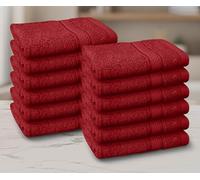 Casabella Pack Of 12 100% Cotton Face Cloth Towels Flannels Wash Cloth 550 Gsm (12 Pieces Face Towel Set, Grey) (12 Pieces Set, Red)