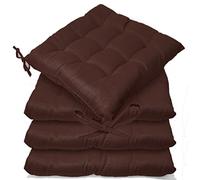 Casabella Pack of 2 Seat Pad for Dining Chair Garden Kitchen Chair Cushion With Tie On_9 Stitch_Chocolate indoor/Outdoor Comfortable chair pads for Kitchen seat pads 9 stitch cushions