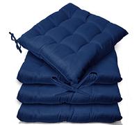 Casabella Pack of 2 Seat Pad for Dining Chair Garden Kitchen Chair Cushion With Tie On_9 Stitch_Navy Indoor/Outdoor Comfortable chair pads for Kitchen seat pads 9 stitch cushions