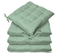 Casabella Pack of 2 Seat Pad for Dining Chair Garden Kitchen Chair Cushion With Tie On_9 Stitch_Sage Indoor/Outdoor Comfortable chair pads for Kitchen seat pads 9 stitch cushions