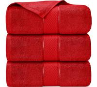 Casabella Pack of 3 Super Jumbo Extra Large Bath Sheet Towels100% Cotton 90cm x 180cm_Red