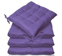Casabella Pack of 4 Seat Pad for Dining Chair Garden Kitchen Chair Cushion With Tie On_9 Stitch_Purple Indoor/Outdoor Comfortable chair pads for Kitchen seat pads 9 stitch cushions