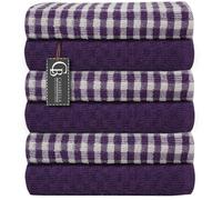 Casabella Pack Of 6 Cotton Kitchen Tea Towels, Soft Kitchen Tea Towels Set, Highly Absorbent Dish Towels Purple