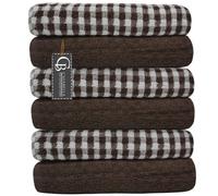 Casabella Pack Of 6 Cotton Kitchen Tea Towels, Soft Kitchen Tea Towels Set, Highly Absorbent Dish Towels Brown