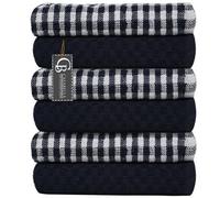Casabella Pack Of 6 Cotton Kitchen Tea Towels, Soft Kitchen Tea Towels Set, Highly Absorbent Dish Towels Navy