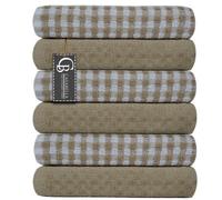 Casabella Pack Of 6 Cotton Kitchen Tea Towels, Soft Kitchen Tea Towels Set, Highly Absorbent Dish Towels Beige