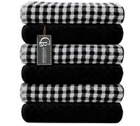 Casabella Pack Of 6 Cotton Kitchen Tea Towels, Soft Kitchen Tea Towels Set, Highly Absorbent Dish Towels Black