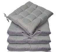 Casabella Pack of 6 Seat Pad for Dining Chair Garden Kitchen Chair Cushion With Tie On_9 Stitch_Silver Indoor/Outdoor Comfortable chair pads for Kitchen seat pads 9 stitch cushions