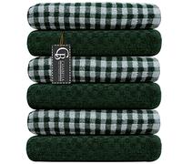 Casabella Pack Of 6 Terry Towelling Cotton Kitchen Tea Towels. Soft, Highly Absorbent Dish Towels & Bar Towels Unbeatable Price (6 Pieces Set, Green)