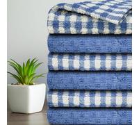 Casabella Pack Of 6 Terry Towelling Cotton Kitchen Tea Towels. Soft Kitchen Tea Towels Set, Highly Absorbent Dish Towel & Bar Towel Unbeatable Price (6 Pieces Set, Blue)