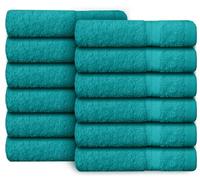 Casabella Premium Quality 12 Jade Face Towels (30x30CM) Highly Absorbent Wash Cloth set, 100% Combed Cotton 650 GSM Fingertip Towels soft Flannel Face Cloths 12 Jade Face Towel