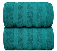 Casabella Premium Quality 2 Pk Jade Bath Sheets 100% Combed Cotton 650 GSM Jumbo Bath Sheet Set Quick Dry Towels Bath Sheets Highly Absorbent 2 Jade Extra Large Bath Towels