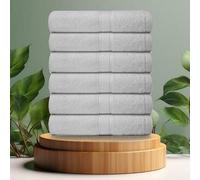 Casabella premium pack of 6 Hand Towels 100% cotton 500 GSM quick Dry super soft extra large Hand towels Pack 50x90 CM 6 White Hand towels for Bathroom, Kitchen use