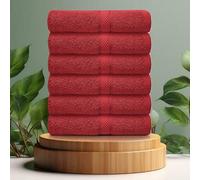 Casabella premium pack of 6 Hand Towels 100% cotton 500 GSM quick Dry super soft extra large Hand towels Pack 50x90 CM 6 Red Hand towels for Bathroom, Kitchen use