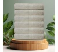 Casabella premium pack of 6 Hand Towels 100% cotton 500 GSM quick Dry super soft extra large Hand towels Pack 50x90 CM 6 Ivory Hand towels for Bathroom, Kitchen use