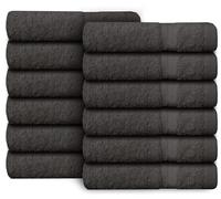 Casabella Premium Quality 12 Grey Face Towels (30x30CM) Highly Absorbent Wash Cloth set, 100% Combed Cotton 650 GSM Fingertip Towels soft Flannel Face Cloths 12 Grey Face Towel