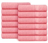 Casabella Premium Quality 12 Pink Face Towels (30x30CM) Highly Absorbent Wash Cloth set, 100% Combed Cotton 650 GSM Fingertip Towels soft Flannel Face Cloths 12 Pink Face Towel