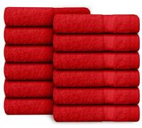 Casabella Premium Quality 12 Red Face Towels (30x30CM) Highly Absorbent Wash Cloth set, 100% Combed Cotton 650 GSM Fingertip Towels soft Flannel Face Cloths 12 Red Face Towel