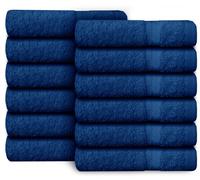 Casabella Premium Quality 12 R-Blue Face Towels (30x30CM) Highly Absorbent Wash Cloth set, 100% Combed Cotton 650 GSM Fingertip Towels soft Flannel Face Cloths 12 R-Blue Face Towel