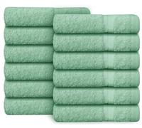 Casabella Premium Quality 12 Sea Foam Face Towels (30x30CM) Highly Absorbent Wash Cloth set, 100% Combed Cotton 650 GSM Fingertip Towels soft Flannel Face Cloths 12 Sea Foam Face Towel