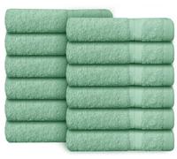 Casabella Premium Quality 12 Sea Foam Face Towels (30x30CM) Highly Absorbent Wash Cloth set, 100% Combed Cotton 650 GSM Fingertip Towels soft Flannel Face Cloths 12 Sea Foam Face Towel