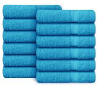 Casabella Premium Quality 12 Teal Face Towels (30x30CM) Highly Absorbent Wash Cloth set, 100% Combed Cotton 650 GSM Fingertip Towels soft Flannel Face Cloths 12 Teal Face Towel
