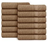 Casabella Premium Quality 12 Truffle Face Towels (30x30CM) Highly Absorbent Wash Cloth set, 100% Combed Cotton 650 GSM Fingertip Towels soft Flannel Face Cloths 12 Truffle Face Towel