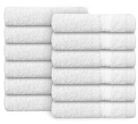 Casabella Premium Quality 12 White Face Towels (30x30CM) Highly Absorbent Wash Cloth set, 100% Combed Cotton 650 GSM Fingertip Towels soft Flannel Face Cloths 12 White Face Towel