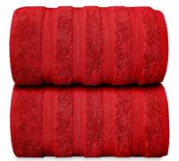 Casabella Premium Quality 2 Pk Red Bath Sheets 100% Combed Cotton 650 GSM Jumbo Bath Sheet Set Quick Dry Towels Bath Sheets Highly Absorbent 2 Red Extra Large Bath Towels