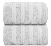 Casabella Premium Quality 2 Pk White 100% Combed Cotton 650 GSM Jumbo Bath Sheet Set Quick Dry Towels Highly Absorbent 2 White Extra Large Bath Towels