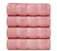 CASABELLA Premium Quality 4 Pink Hand Towels 100% Combed Cotton 650 GSM Dry Hand Towels Set (50X90 CM) Super Soft Towels for Gym, Spa & Pool