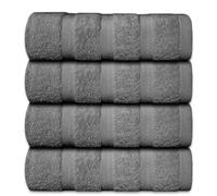 Casabella Premium Quality 4 Silver Hand Towels 100% Combed Cotton 650 GSM Dry Hand Towels Set (50X90 CM) Super Soft Towels for Gym, Spa & Pool