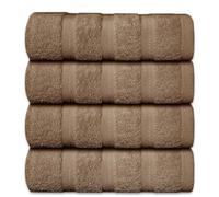 Casabella Premium Quality 4 Truffle Hand Towels 100% Combed Cotton 650 GSM Dry Hand Towels Set (50X90 CM) Super Soft Towels for Gym, Spa & Pool