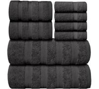 Casabella Premium Quality 8 Pc Set Grey Towel Set 100% Combed Cotton 650 GSM Towels Set-2 Bath Towels, 2 Hand Towels, 4 Wash cloths, Highly Absorbable 8 Pc Grey Towel Bale Sets