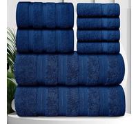 Casabella Premium Quality 8 Pc Set R-Blue Towel Set 100% Combed Cotton 650 GSM Towels Set-2 Bath Towels, 2 Hand Towels, 4 Wash cloths, Highly Absorbable 8 Pc R-Blue Towel bale Sets