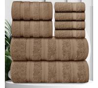 Casabella Premium Quality 8 Pc Set Truffle Towel Set 100% Combed Cotton 650 GSM Towels Set-2 Bath Towels, 2 Hand Towels, 4 Wash cloths, Highly Absorbable 8 Pc Truffle Towel bale Sets