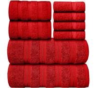 Casabella Premium Quality 8 Pc Set Red Towel Set 100% Combed Cotton 650 GSM Towels Set-2 Bath Towels, 2 Hand Towels, 4 Wash cloths, Highly Absorbable 8 Pc Red Towel bale Sets