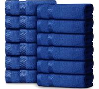 Casabella Quick Dry 12 Piece 30x30 cm Flannel Face Towels - 100% Cotton Super Soft & Absorbent Makeup Remover & Cleansing Towels
