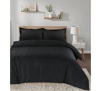 Casabella Satin Stripe Duvet Cover Sets - Luxurious Double Black Bedding with Satin Stripes, Hotel Quality Double Duvet Set & Pillowcases