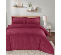 Casabella Satin Stripe Duvet Cover Sets, Luxurious Double Bedding with Satin Stripes, Double Duvet Cover Set, Hotel Quality Double Duvet Set & Pillowcases, Burgandy Satin Stripe Double Duvet Cover