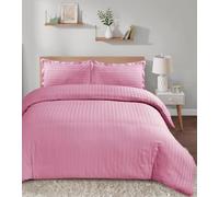 Casabella Satin Stripe Duvet Cover Sets - Luxurious Double Pink Bedding with Satin Stripes, Hotel Quality Double Duvet Set & Pillowcases