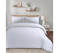 Casabella Satin Stripe Duvet Cover Sets - Luxurious Double White Bedding with Satin Stripes, Hotel Quality Double Duvet Set & Pillowcases
