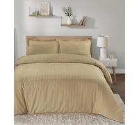 Casabella Satin Stripe Duvet Cover Sets-Luxurious King Beige Bedding with Satin Stripes,Kingsize Duvet Cover Sets, Hotel Quality King Size Duvet & Pillowcases, Beige Satin Stripe Duvet King Size