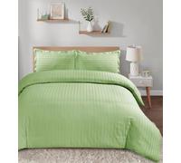 Casabella Satin Stripe Duvet Cover Sets - Luxurious King Sage Bedding with Satin Stripes, Hotel Quality King Size Duvet & Pillowcases