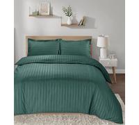 Casabella Satin Stripe Duvet Cover Sets - Luxurious Single Jade Bedding with Satin Stripes Hotel Quality Single Duvet Set & Pillowcases