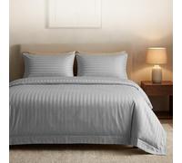 satin stripe single silver duvet - Silver