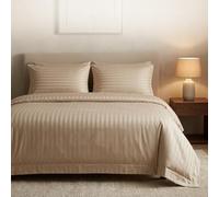 Casabella Satin Stripe Duvet Cover Sets,Luxury Beige Bedding with Stripes,Super king Duvet Set,Hotel Quality Superking Duvet Cover & Pillowcases,Beige Satin Stripe Super King Duvet Cover